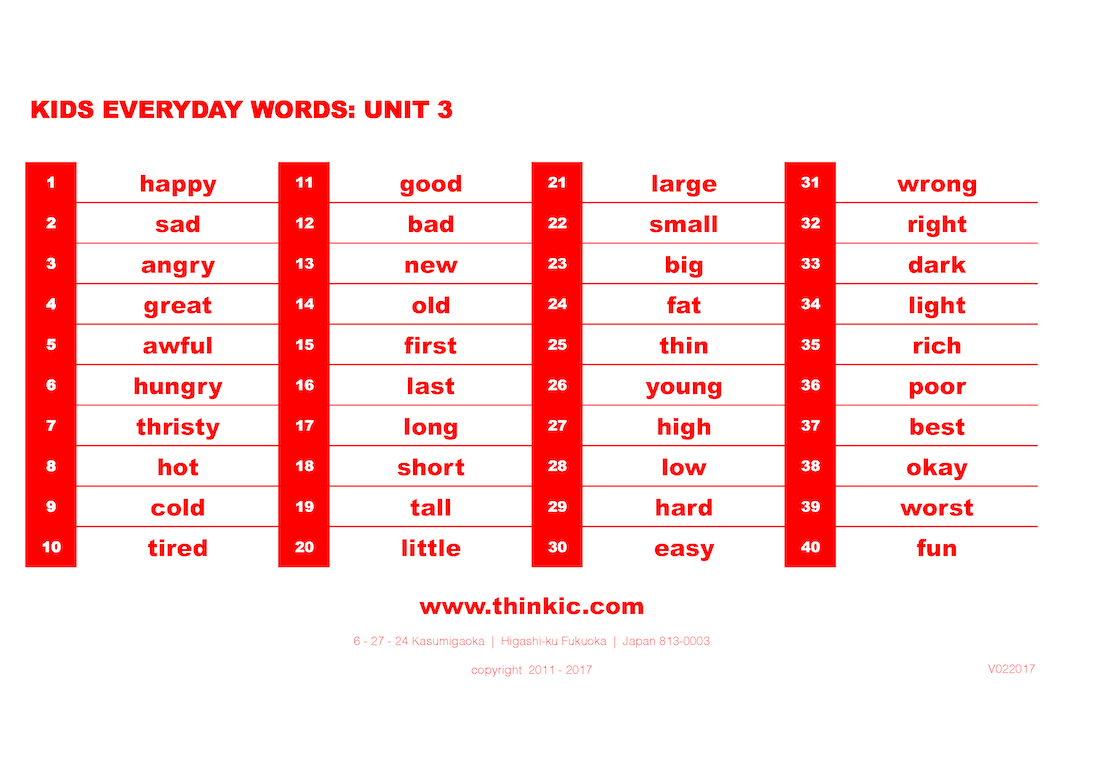 THINK英会話・KIDS Everyday Words: Unit 3